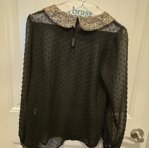 Sheer Swiss polka dot with Sequin collar - Picture 2 of 2